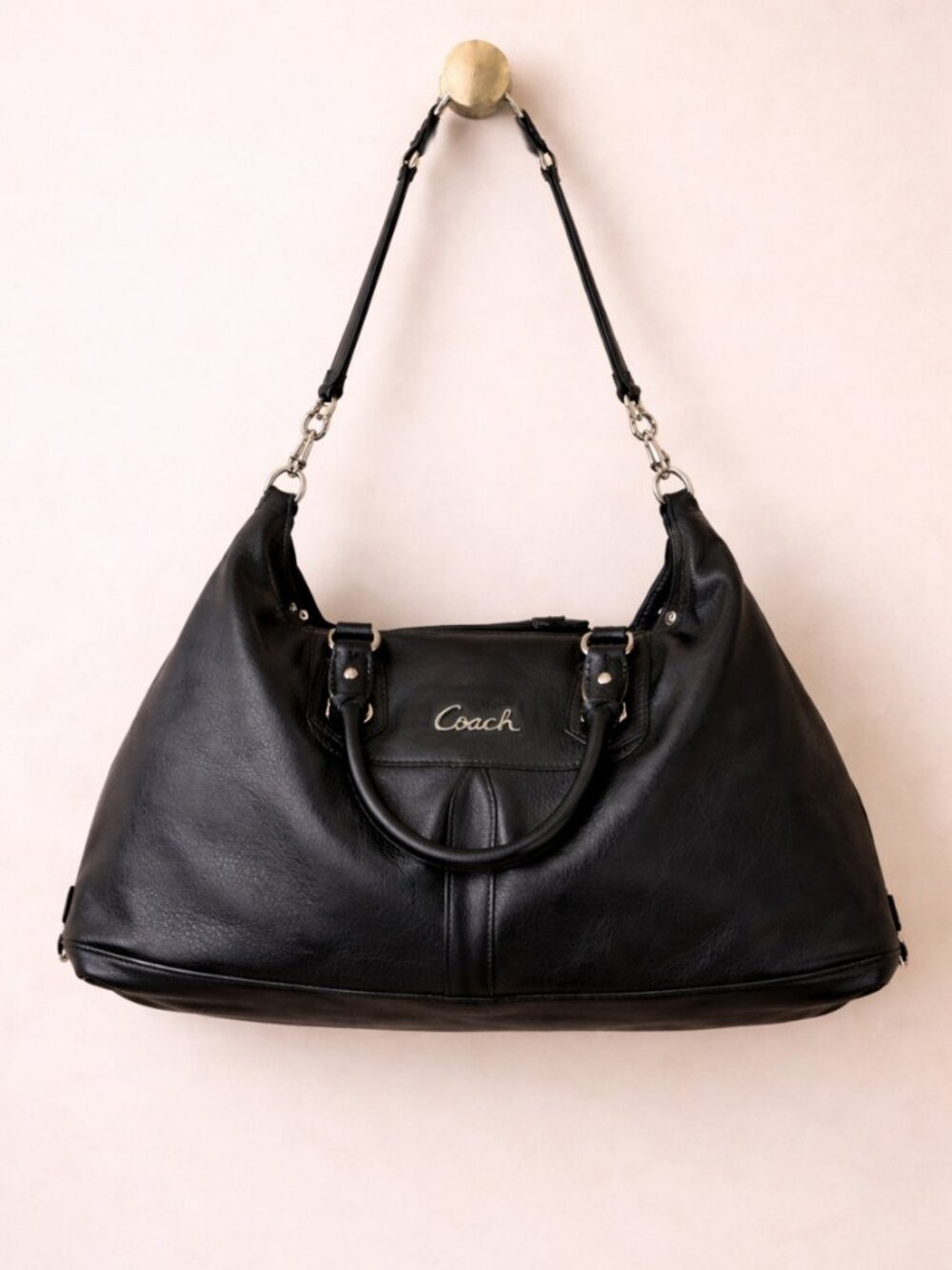 Coach Ashley Black Leather Satchel F15447 Convertible Shoulder Bag Auth EUC - Picture 4 of 9